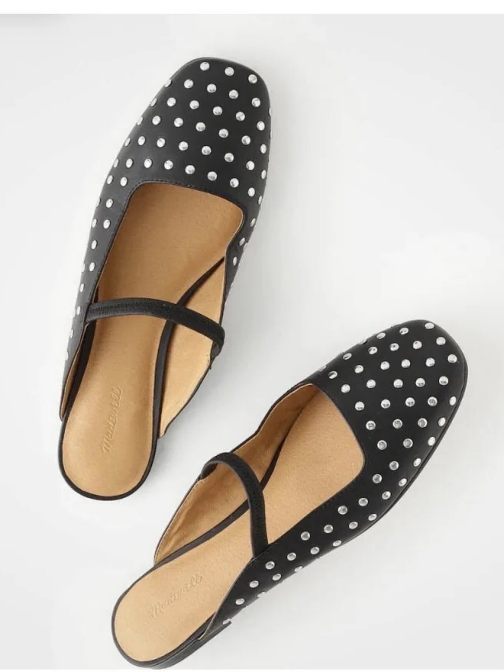 Madewell Greta Ballet Flat Mules - Studded Leather